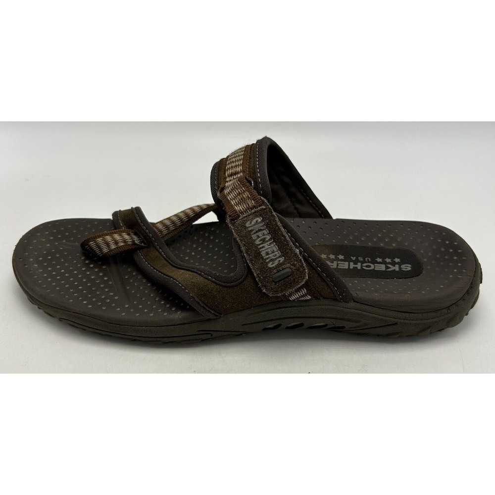 Skechers Sandals Womens 8 Flip-Flop Brown Slip On Comfort Beach Casual Comfort